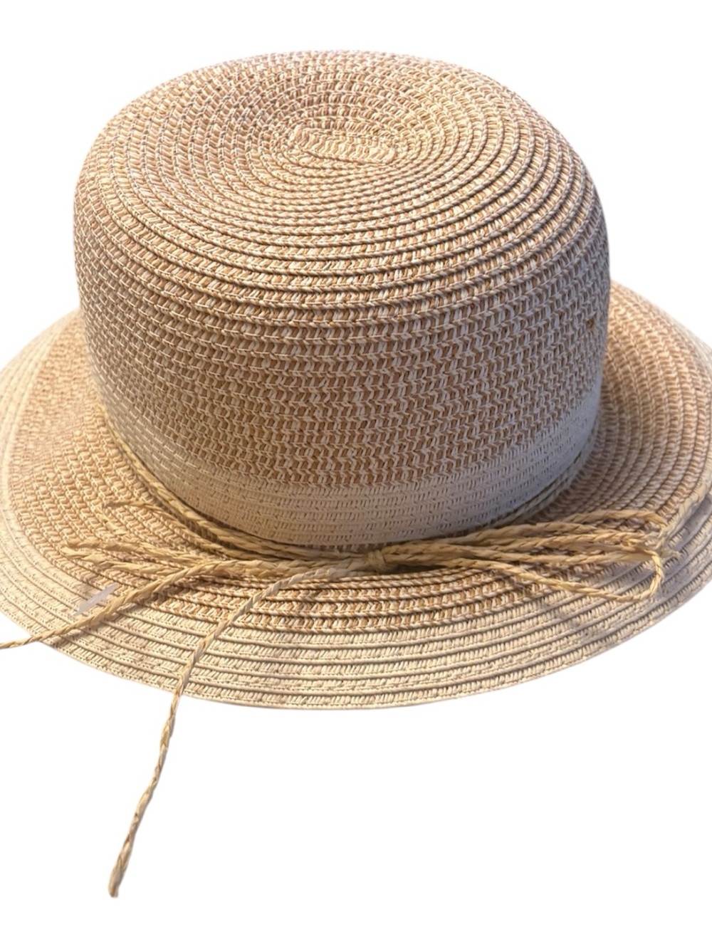Women's Straw Sun Hat with Tie - Natural